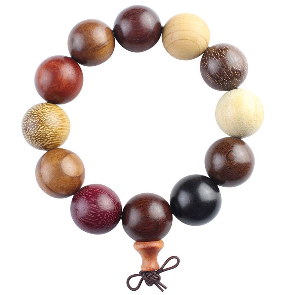 Pulseira de miçangas de madeira mista de 20 mm de diâmetro para homens e mulheres