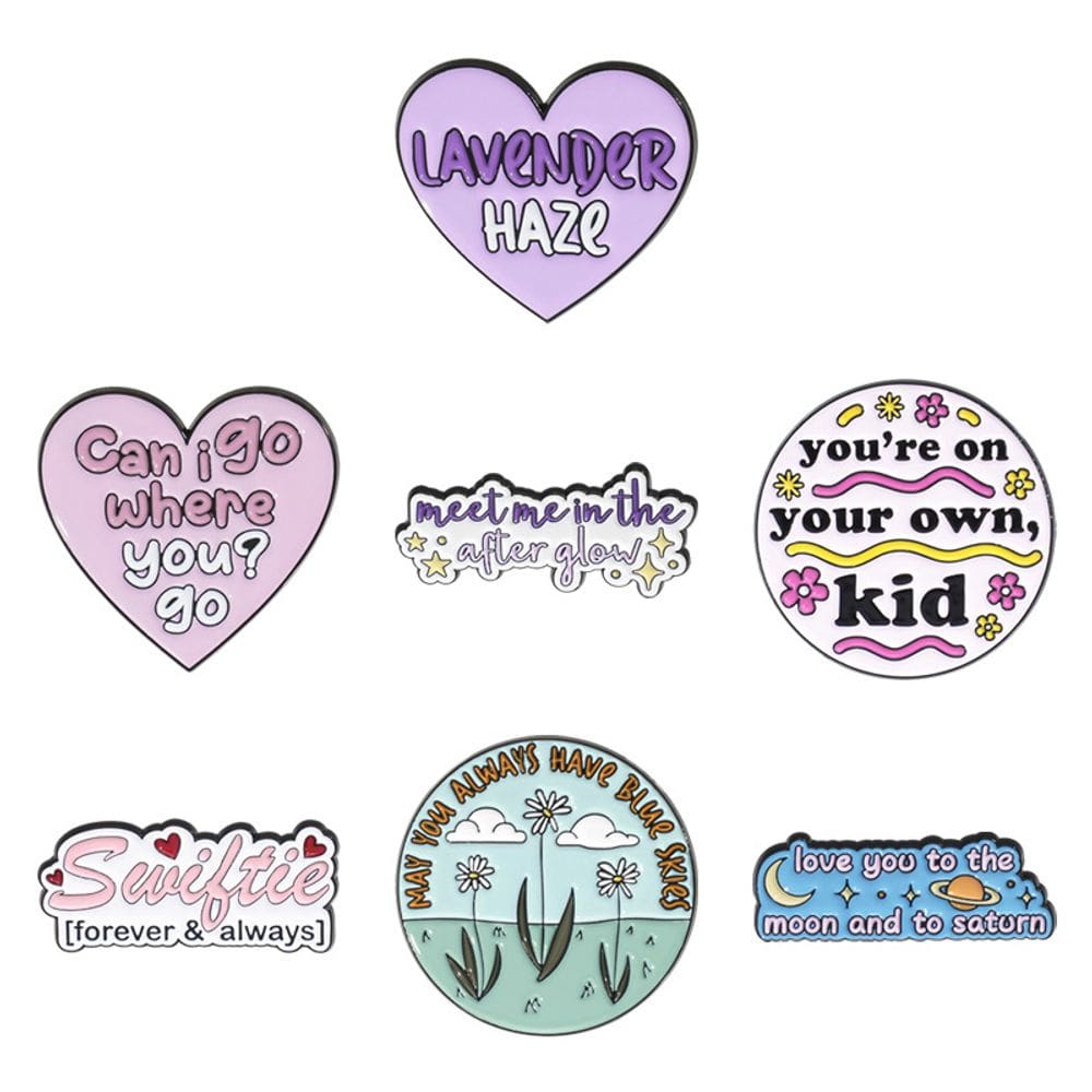 Conjunto de broches Romantic Quote Alloy Enamel para mulheres