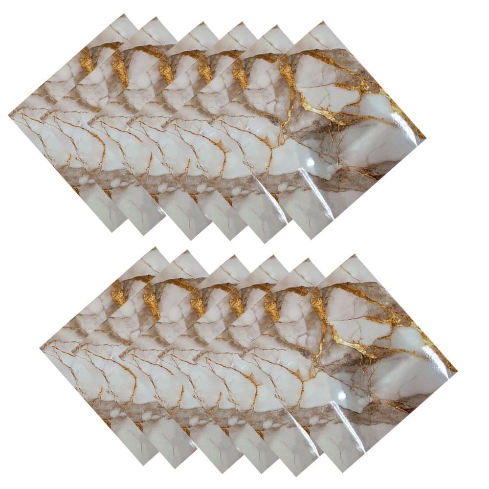 Placa Adesiva Marmore 3D Kit 10 uni Papel de Parede Autocolante Reforma Obra Ambiente Cozinha Banheiro Casa Moderno