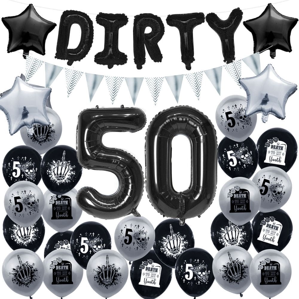 Conjunto de balões Dirty 50 Birthday 31 unidades Skull & Crossbones