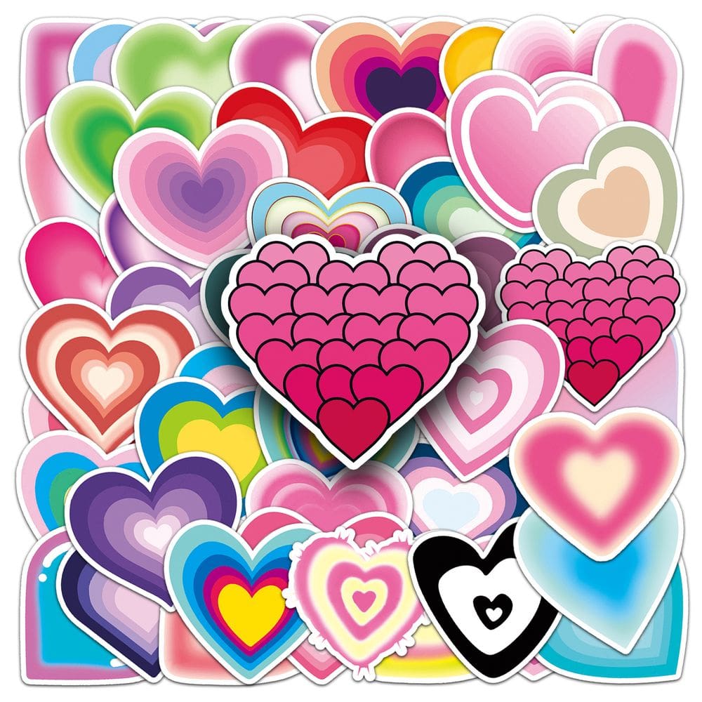 Adesivos Heart, 50 peças, lindos decalques de vinil com tema de amor, desenhos animados