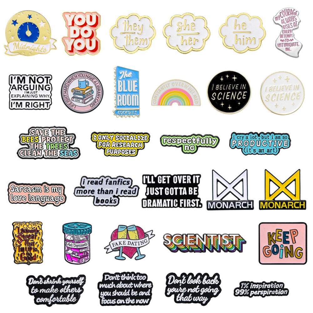 Conjunto de broches Funny Quote Creative Alloy Enamel Lapel Pi