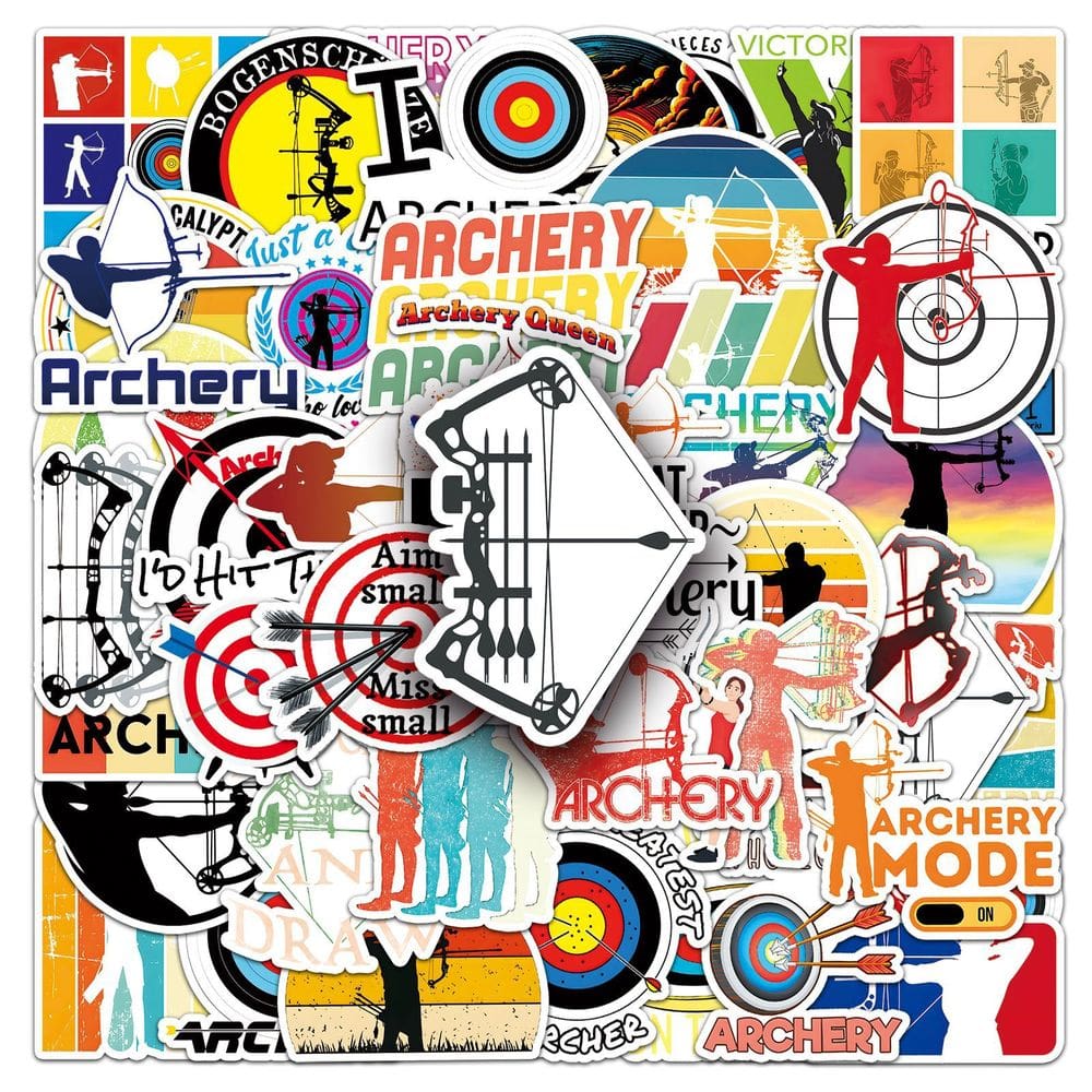 Conjunto de adesivos para tiro com arco, decalques de vinil impermeáveis, 50 unidades