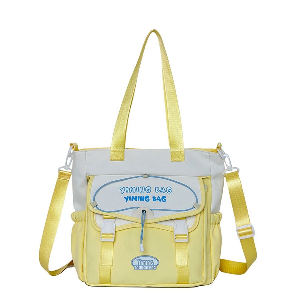 Bolsa Messenger de lona para meninas de grande capacidade amarela
