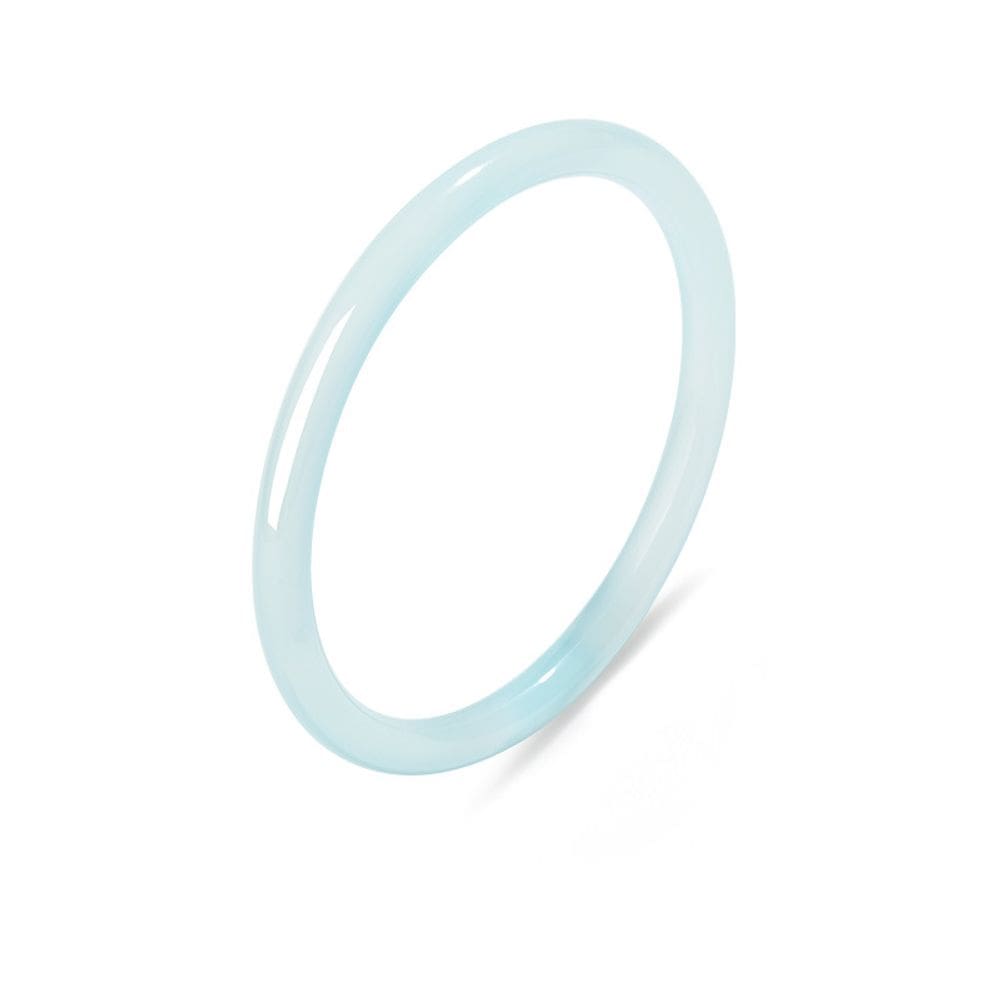 Pulseira de jade para mulheres, azul celeste, 6 mm de largura, calcedônia redonda
