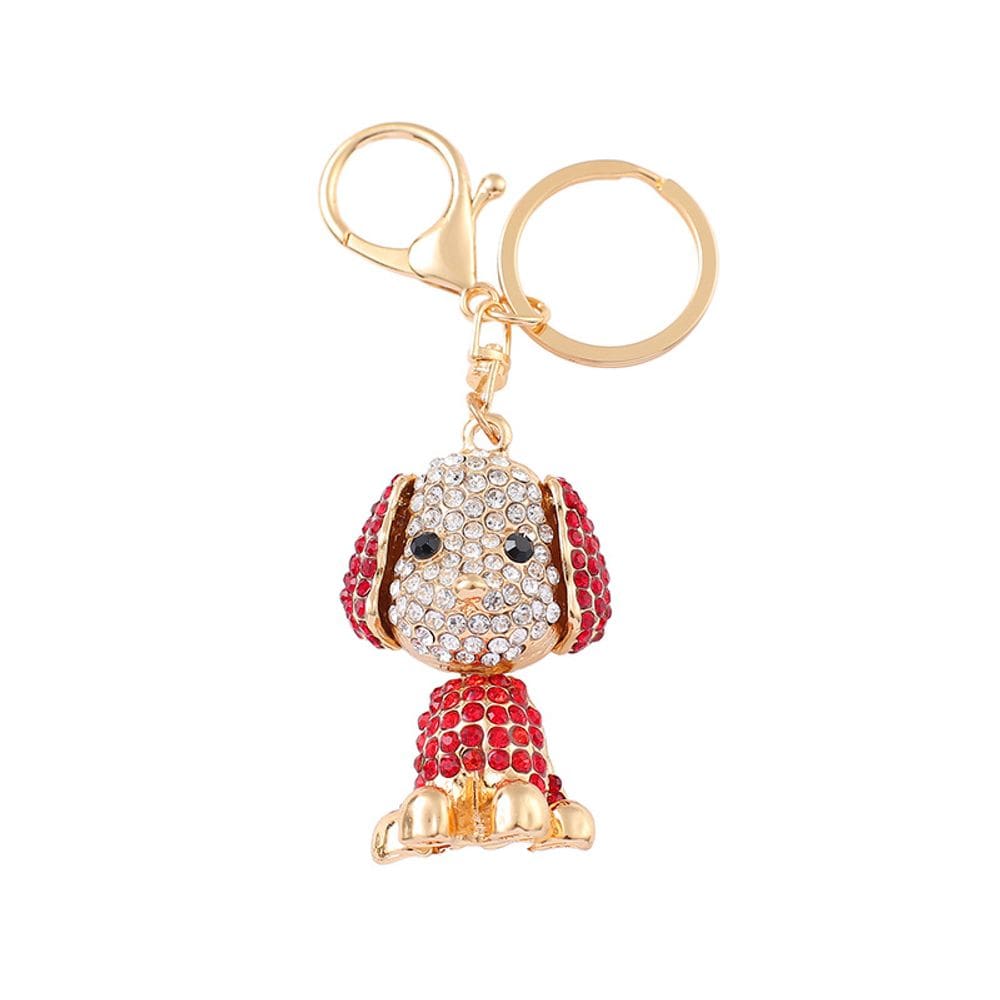 Chaveiro Creative Red Dog, pingente de metal com strass de cristal