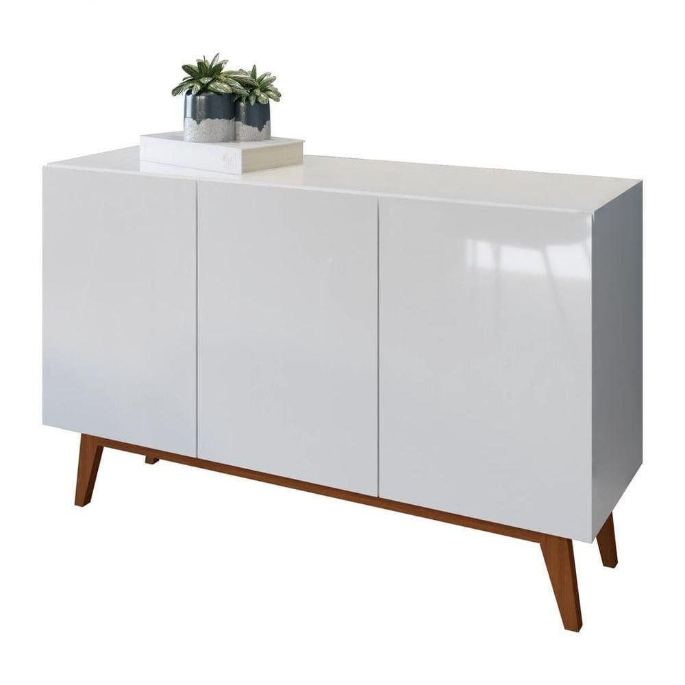 Buffet Aparador Ares 3 Portas Branco - Moveisaqui