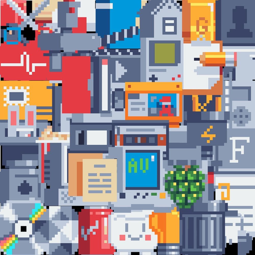 Pacote de adesivos Pixel Animal, 50 unidades, estilo mosaico, impermeável