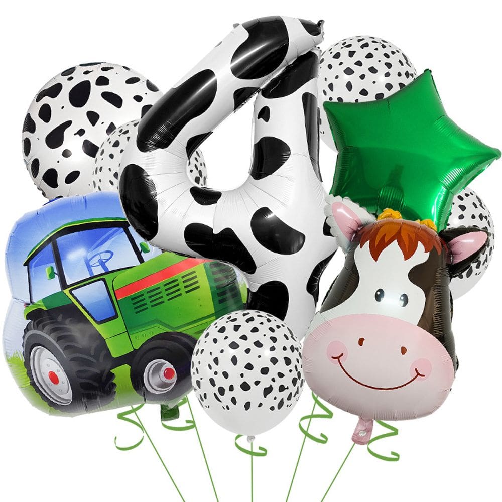 Conjunto de balões com tema de vaca e trator de pátio para festa infantil