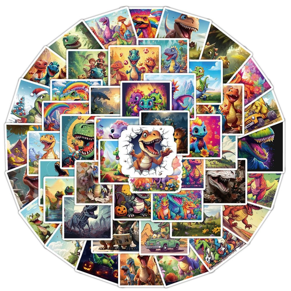 Adesivos T-Rex Dinosaur, 50 unidades, decalque colorido em vinil grafite