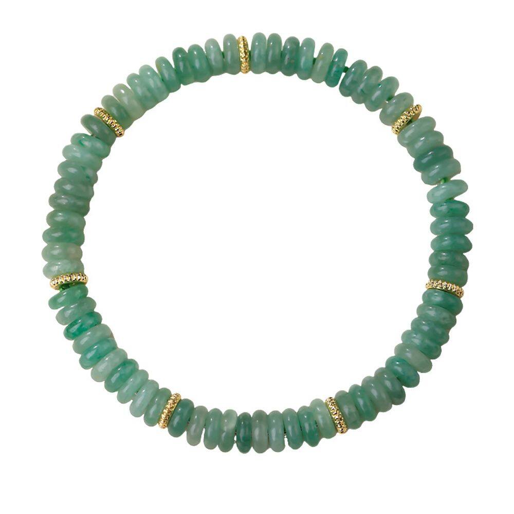 Pulseira de aventurina verde jade natural de 6 mm para mulheres e homens