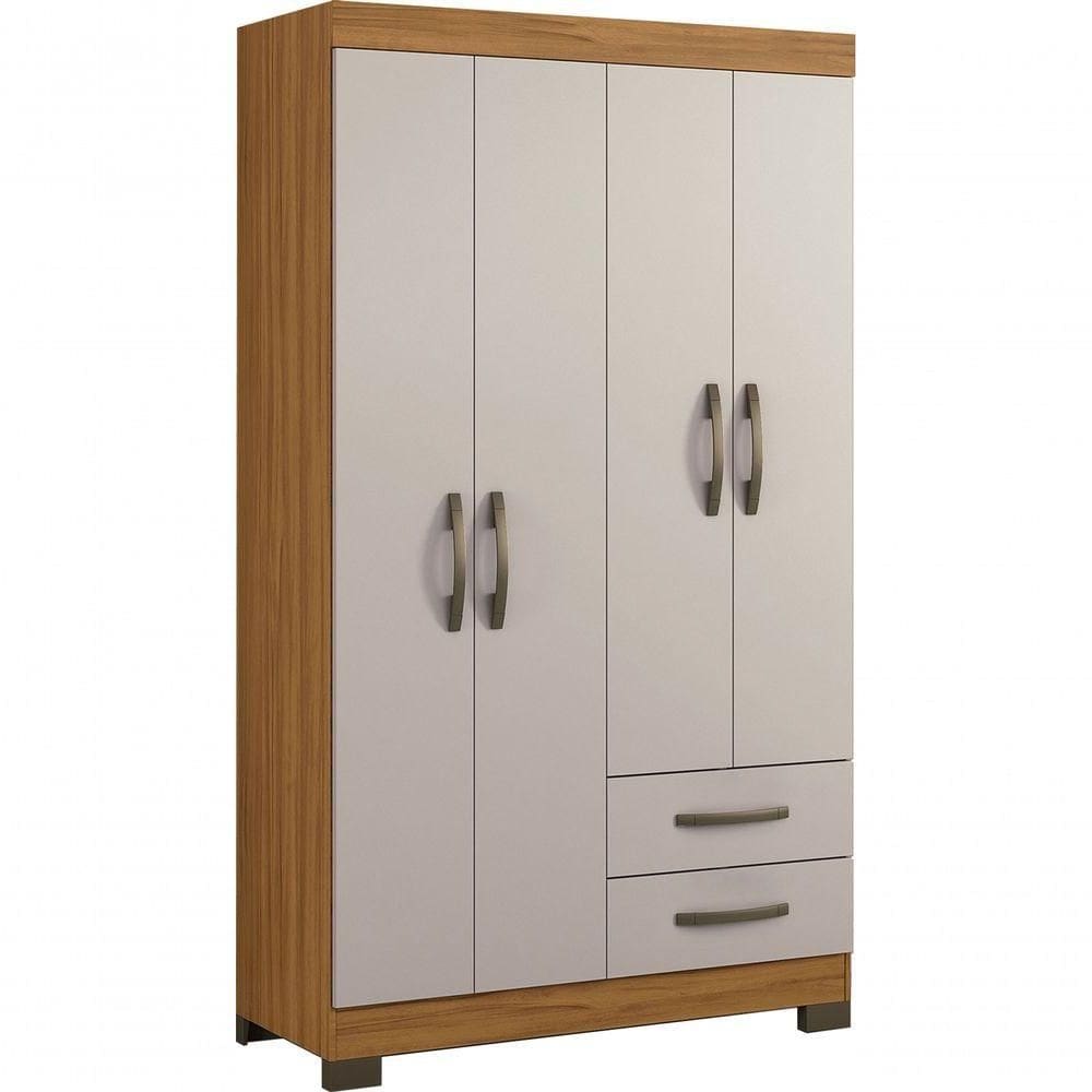 Guarda-roupa 4 Portas Malto Freijó Com Off White - Moveisaqui