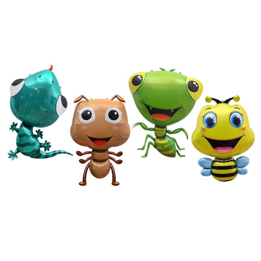 Conjunto de balões metalizados Cartoon Animal 3D Insect & Rep 4 unidades