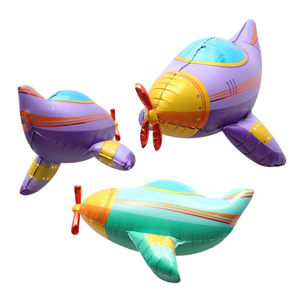 Balões metalizados em forma de avião 3D, 3 peças, 72x62cm, para festa