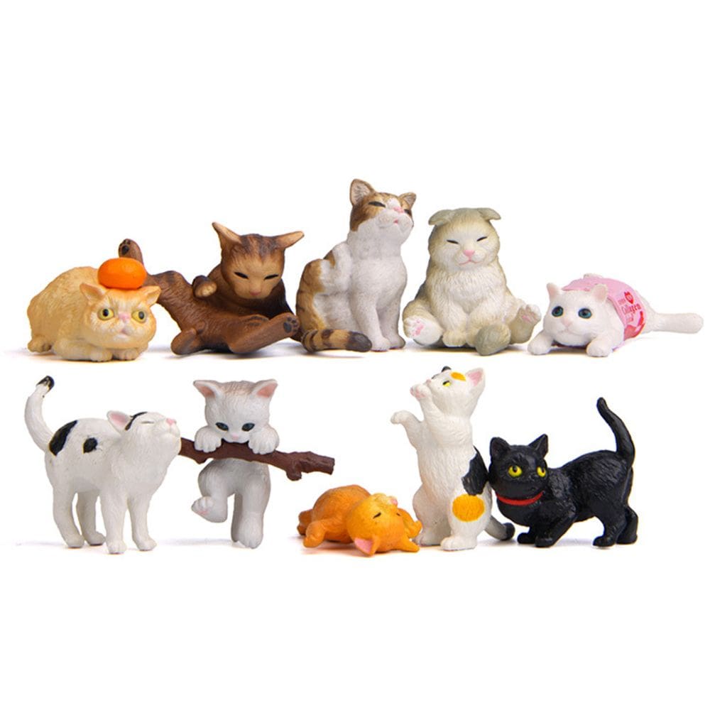 Conjunto de esculturas para decoração de jardim Charming Cat PVC Miniature