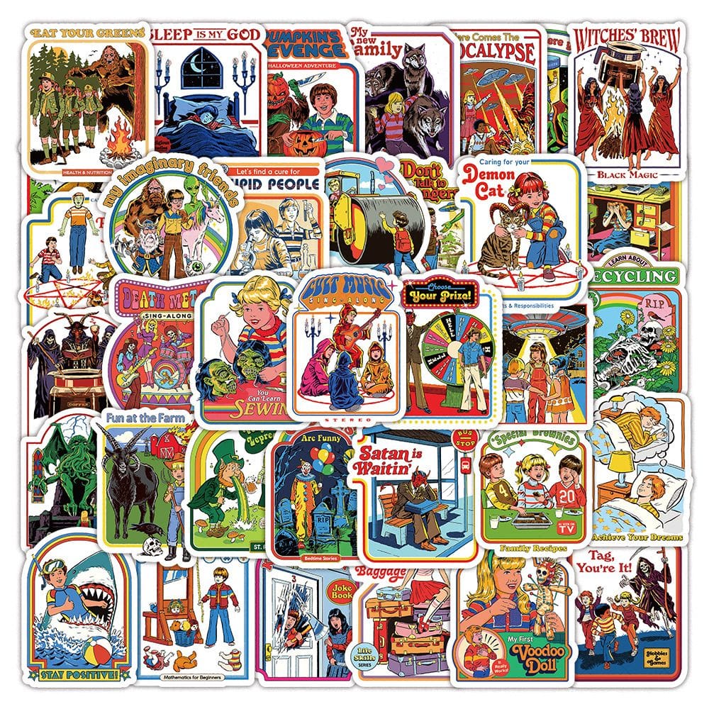 Pacote de adesivos fofos para festas de fim de ano, 50 peças de decalques para festivais de desenhos animados