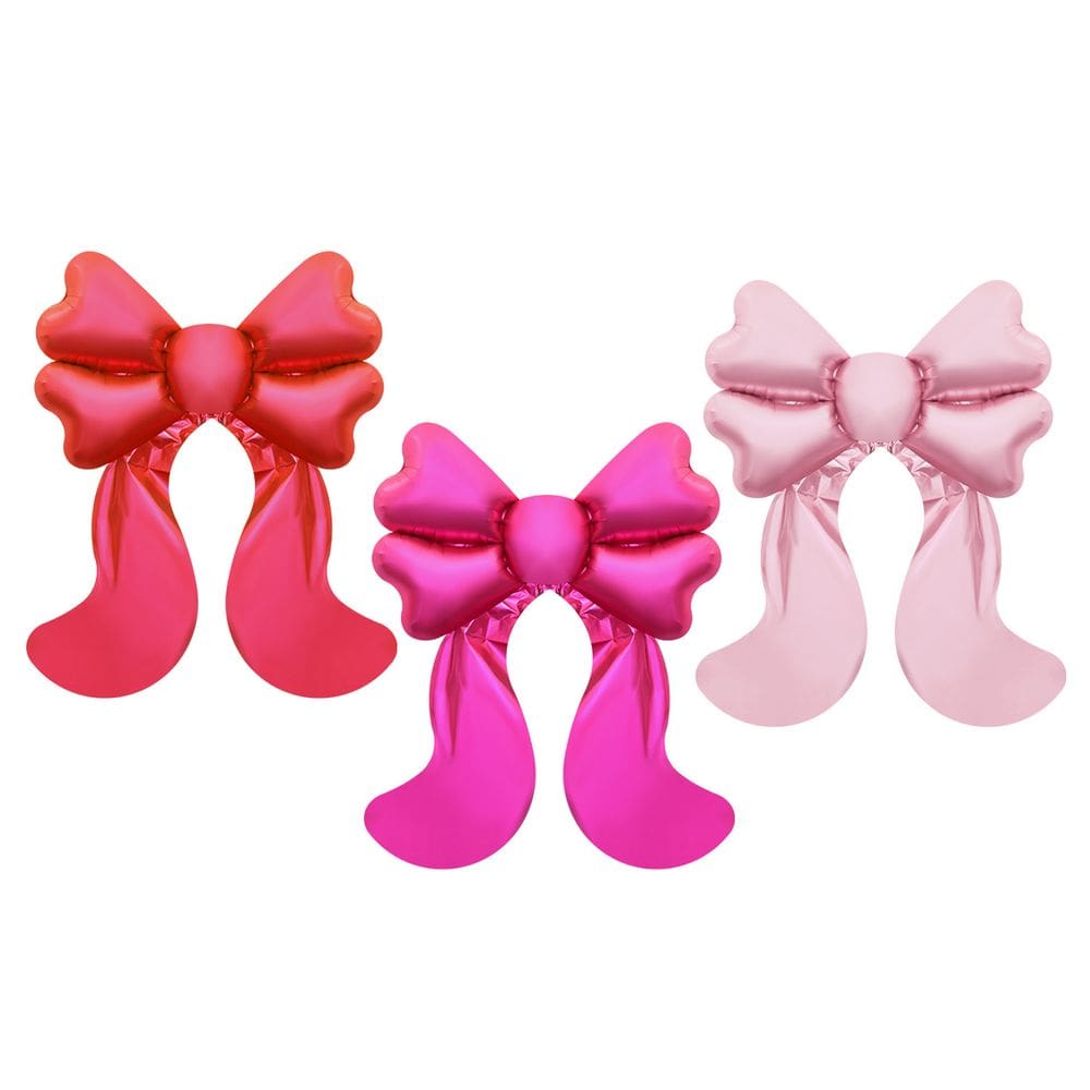 Conjunto de balões metalizados em forma de laço, 3 peças, 98 x 80 cm para comemoração