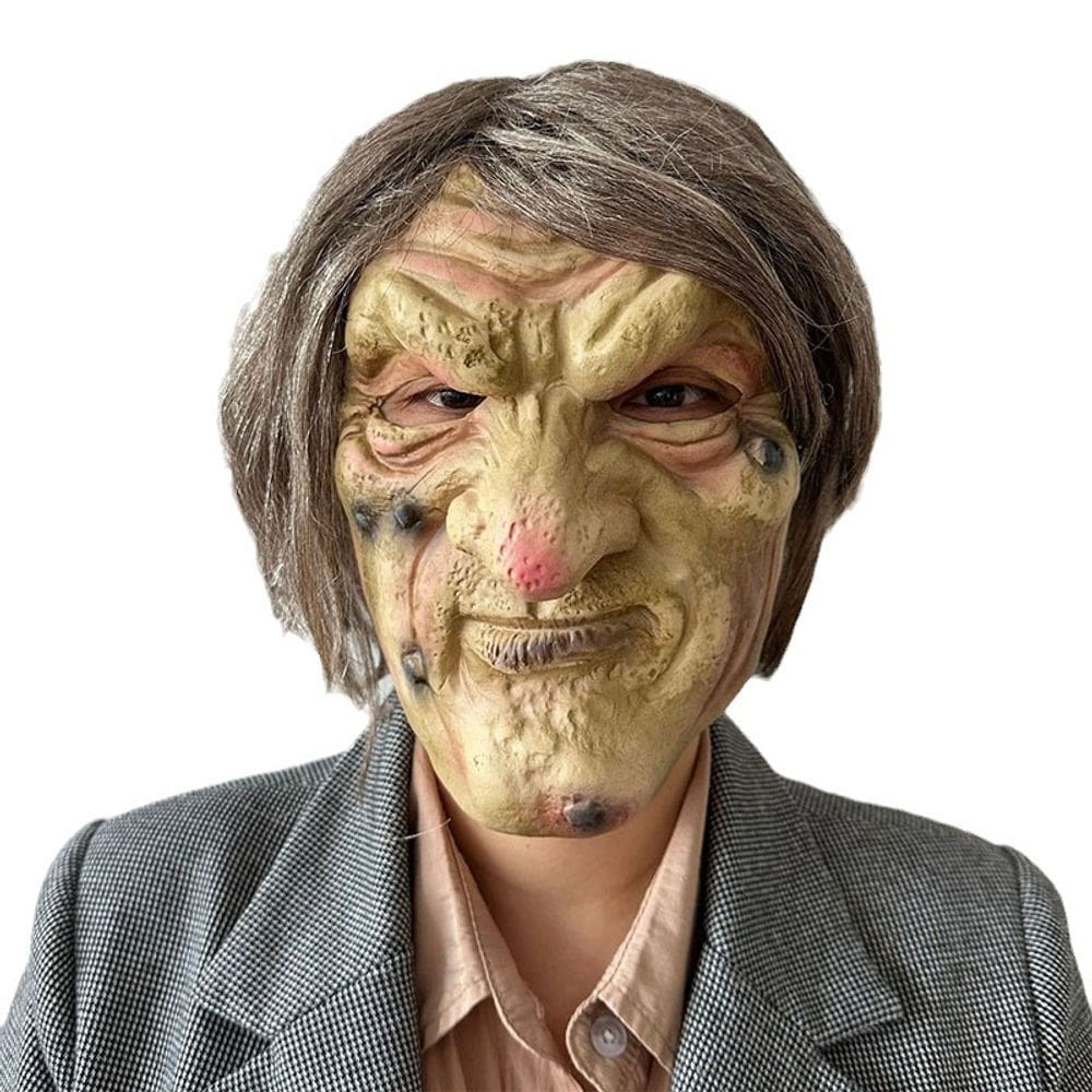 Máscara de bruxa assustadora e realista, festa de Halloween de cosplay em resina