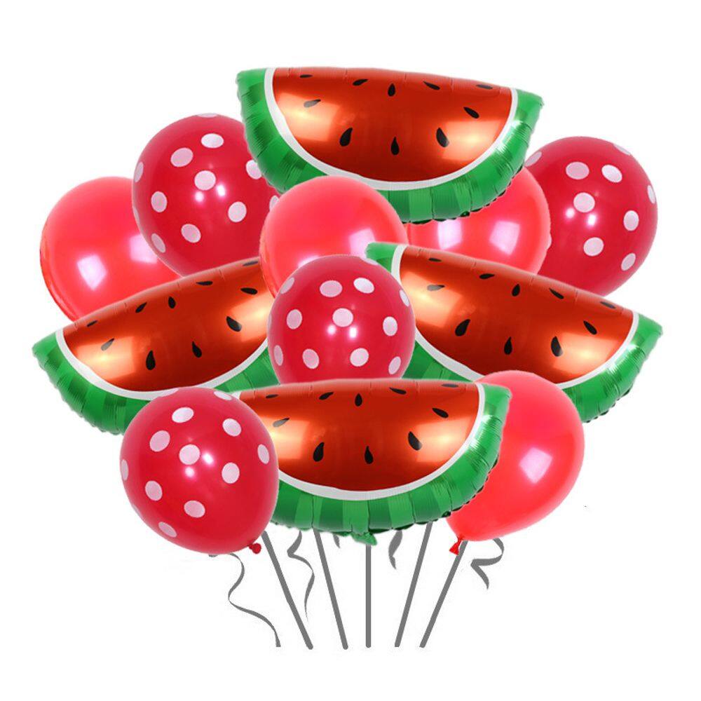 Conjunto de balões de melancia e papel alumínio de bolinhas, 12 unidades para festa