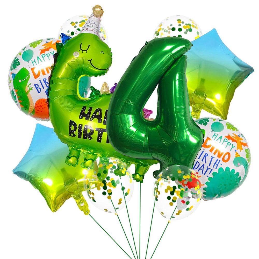 Conjunto de balões Dinosaur Birthday, 7 peças, folha número 4, feliz aniversário