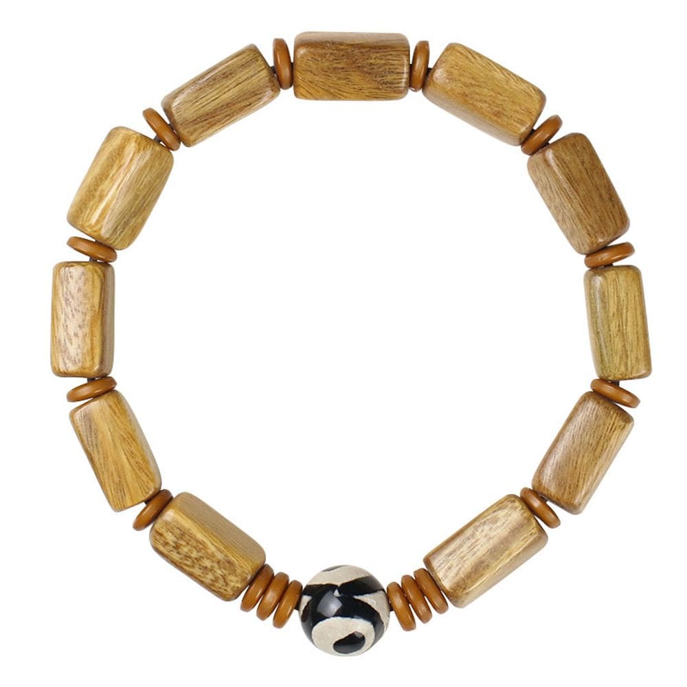 Pulseira verde Santos Wood Bead 6.5x13mm para homens e mulheres