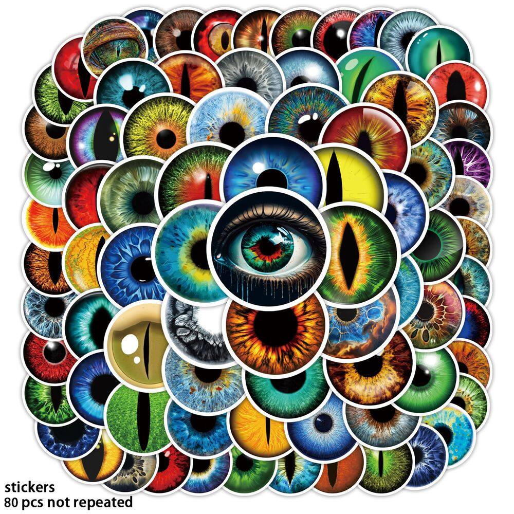 Pacote de adesivos Eye, 80 unidades, realista e fantástico, à prova d`água