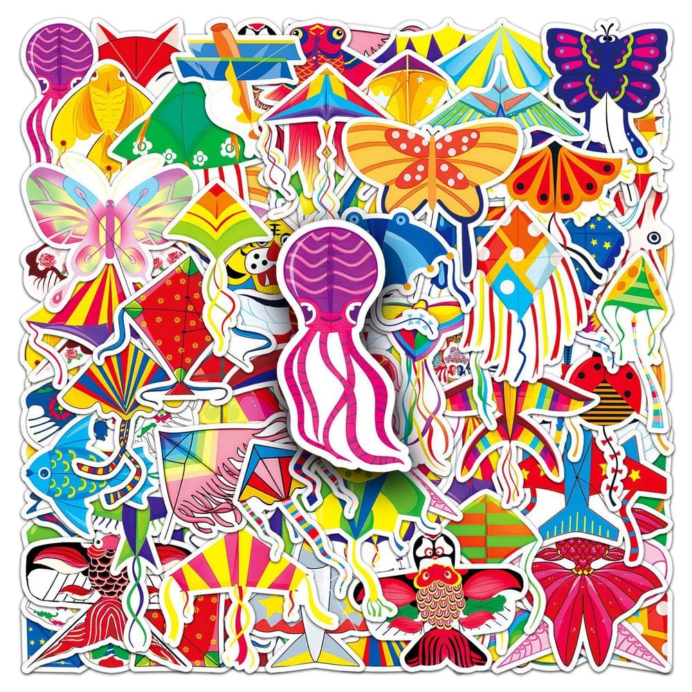 Adesivos de pipa, 50 unidades, decalques coloridos e fofos de desenhos animados para doodle