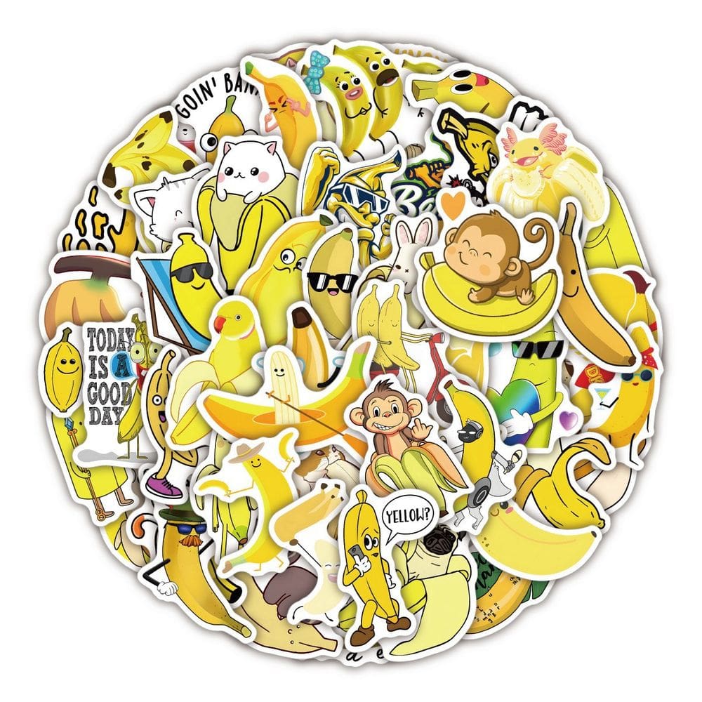 Adesivos Banana Decalques de vinil impermeáveis para laptop (50 unidades)