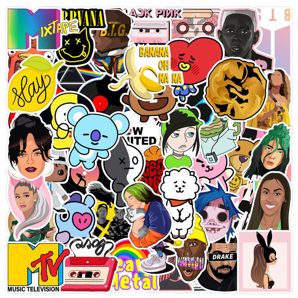 Pacote de adesivos Rock Band, 200 peças, música colorida, grafite, decote