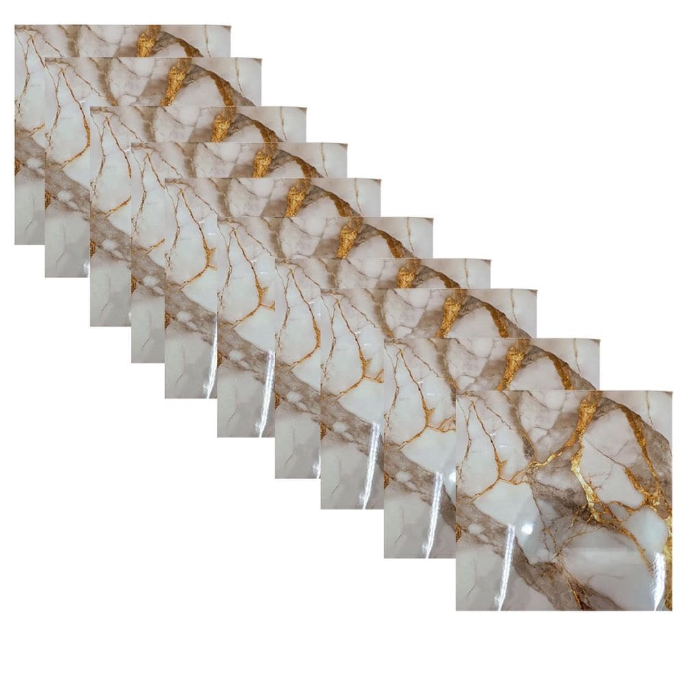 Placa Adesiva Marmore 3D Kit 10 uni Papel de Parede Autocolante Obra Reforma Moderno Casa Banheiro Cozinha