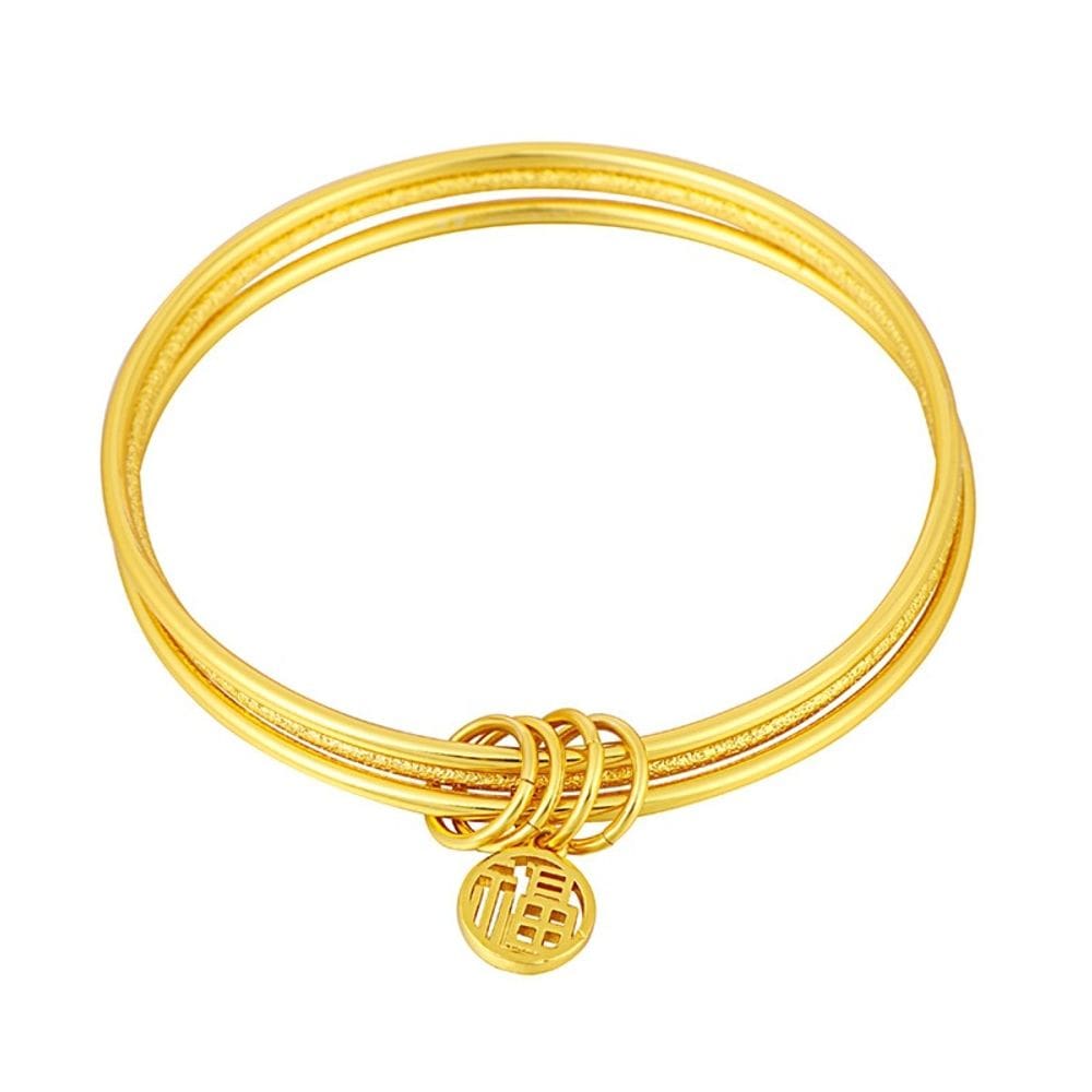 Pulseira Vietnamese Gold Placer Triple Coil para mulheres