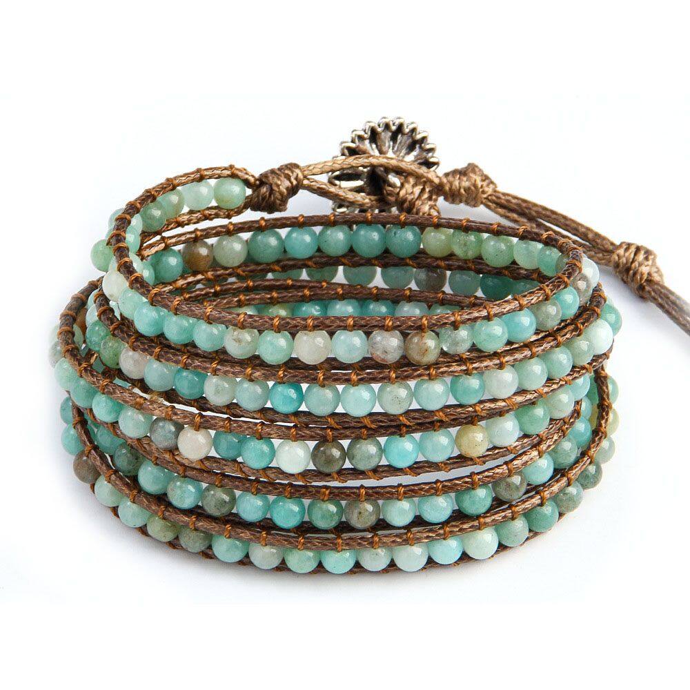 Pulseira Bohemian Wrap para mulheres, tecido ajustável de 5 camadas