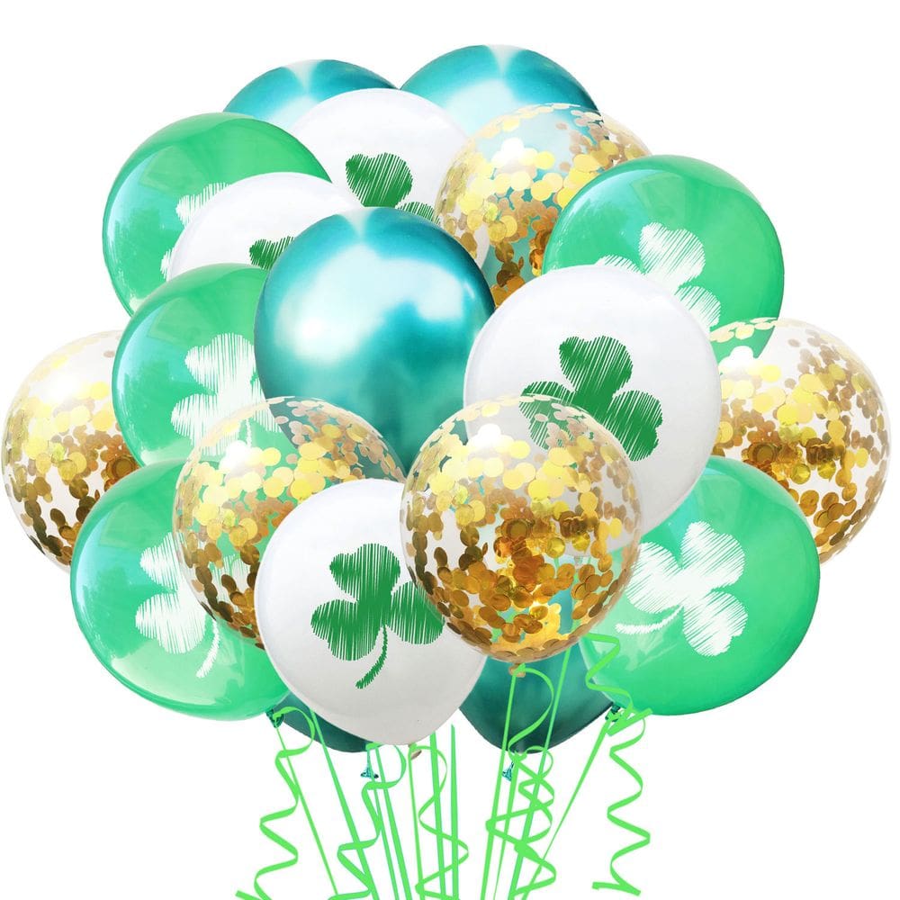 Balões do Dia de São Patrício, 60 unidades, 30 cm, verdes, brancos e dourados