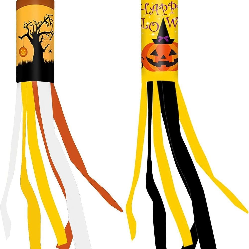 Bandeira de Windsock Halloween 100 cm de poliéster com fantasma e abóbora