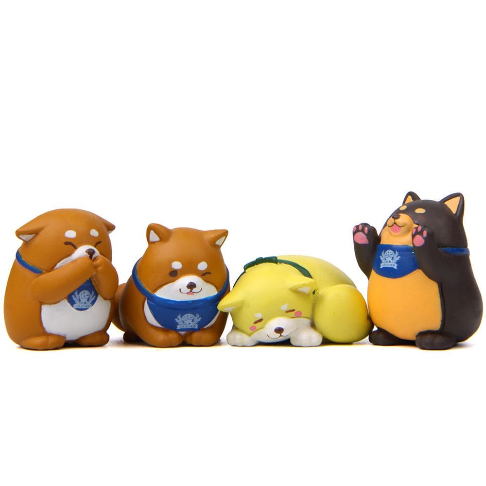 Conjunto de estatuetas, lindo enfeite de jardim com escultura em resina para cães Shiba Inu