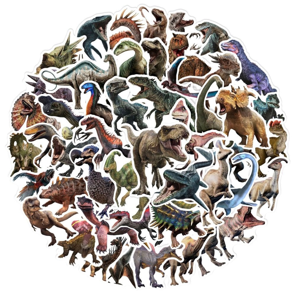 Conjunto de adesivos Jurassic Dinosaur, 50 unidades para crianças e adolescentes