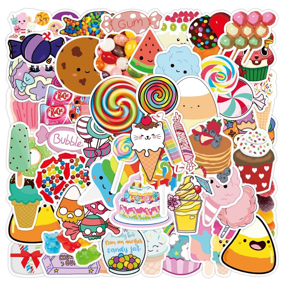 Adesivos Fun Food World Candy, 50 unidades de material de vinil premium