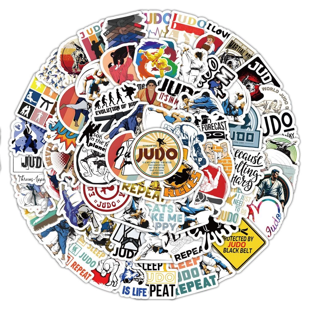 Pacote de adesivos Judo, decalques de vinil impermeáveis, 100 unidades