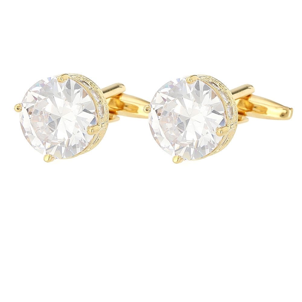 Abotoaduras Abotoaduras redondas de ouro de luxo com zircônia de champanhe