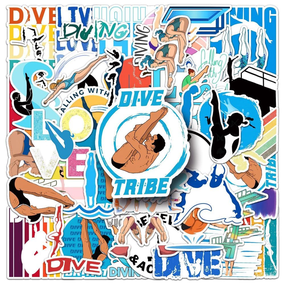 Pacote de adesivos de mergulho em vinil impermeável, 50 unidades