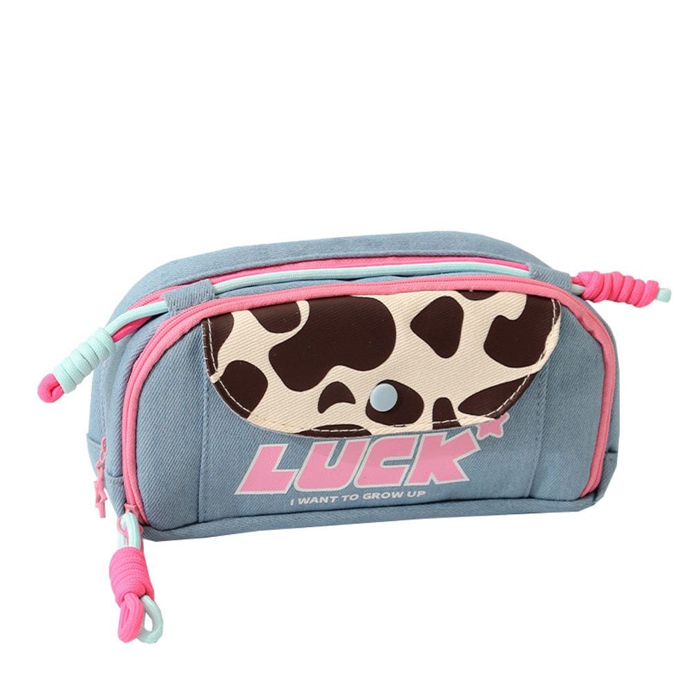 Estojo para lápis, jeans, elegante e organizador de papelaria de grande capacidade