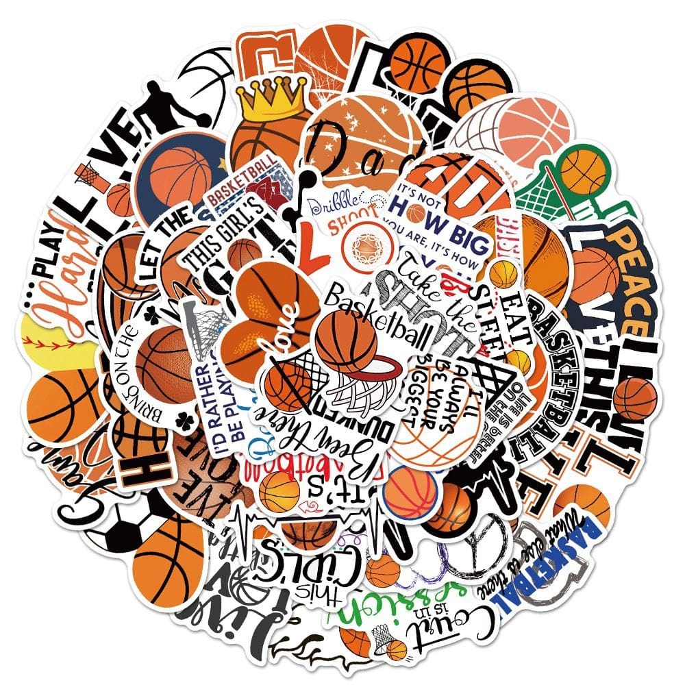 Pacote de adesivos Neon Basketball, vinil impermeável, 50 unidades