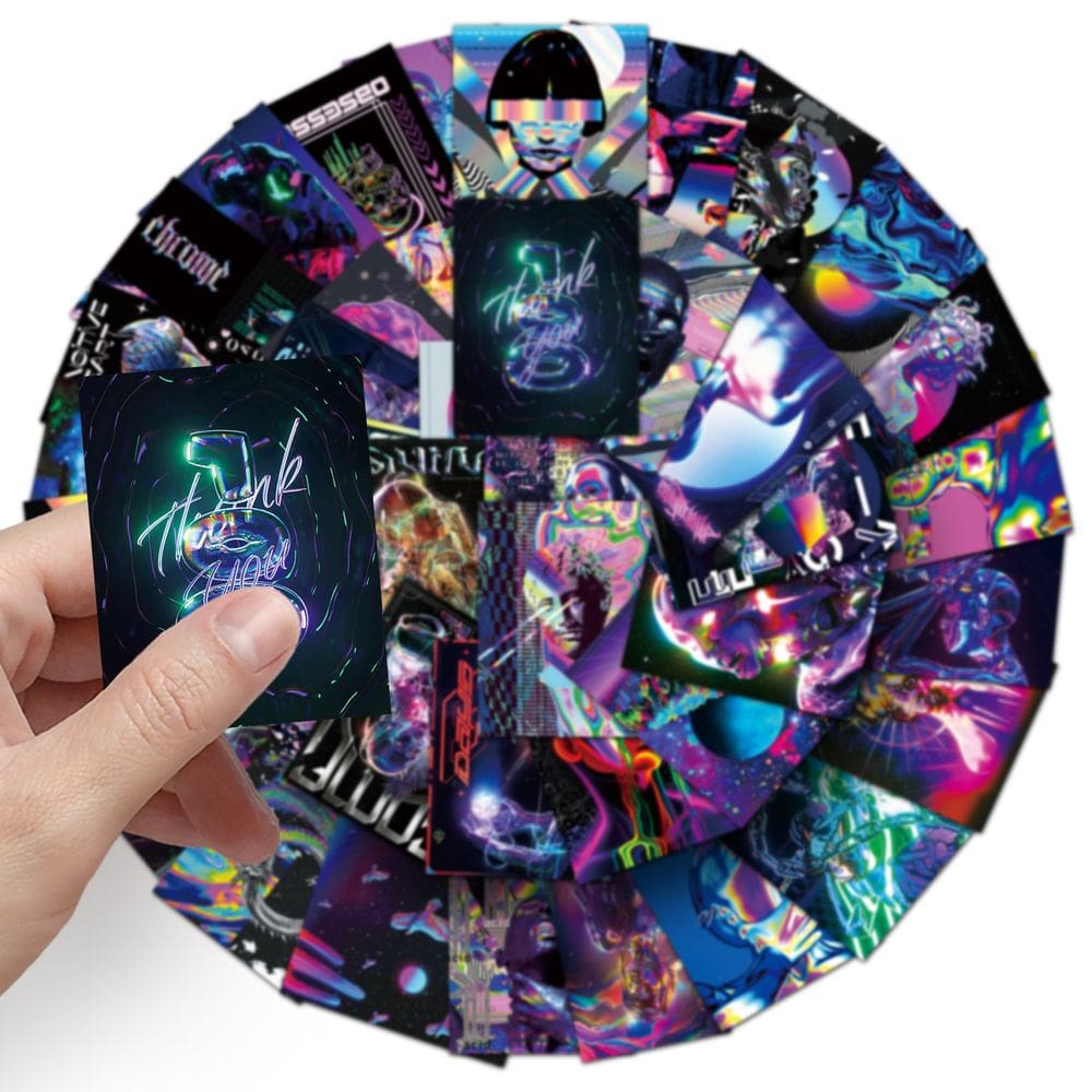 Adesivos Acid Punk Abstract Art 50 unidades de vinil impermeável