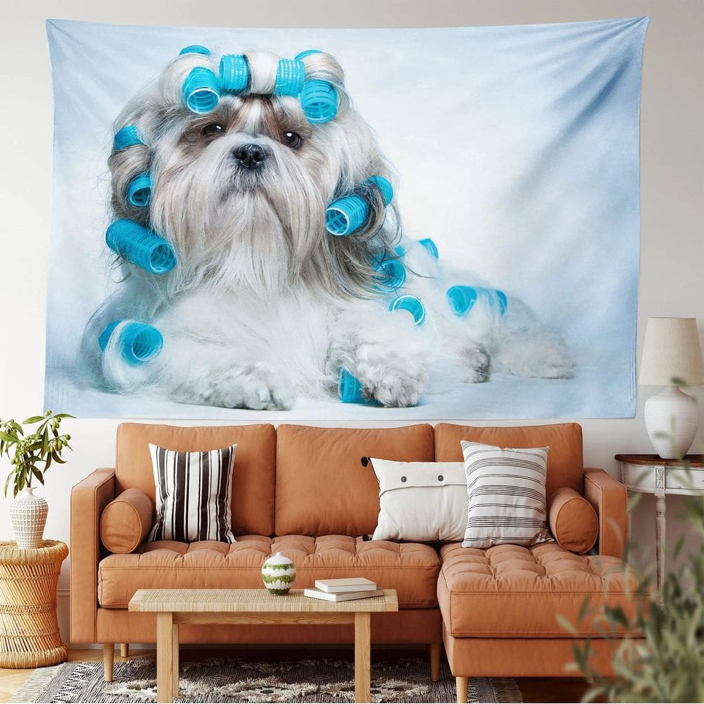 Tapeçaria para pendurar na parede Funny Pet Shih Tzu Dog 150x130cm