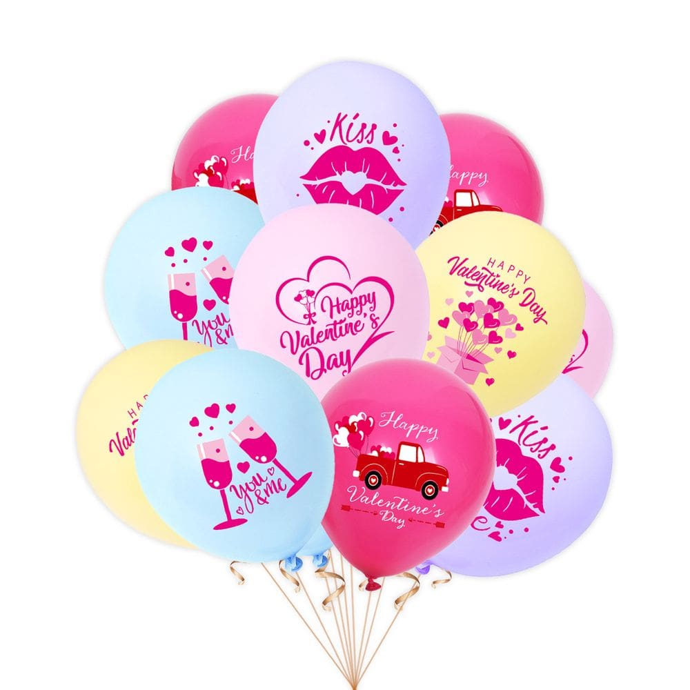 Conjunto de balões de látex para Dia dos Namorados 12 unidades Happy Val 30cm