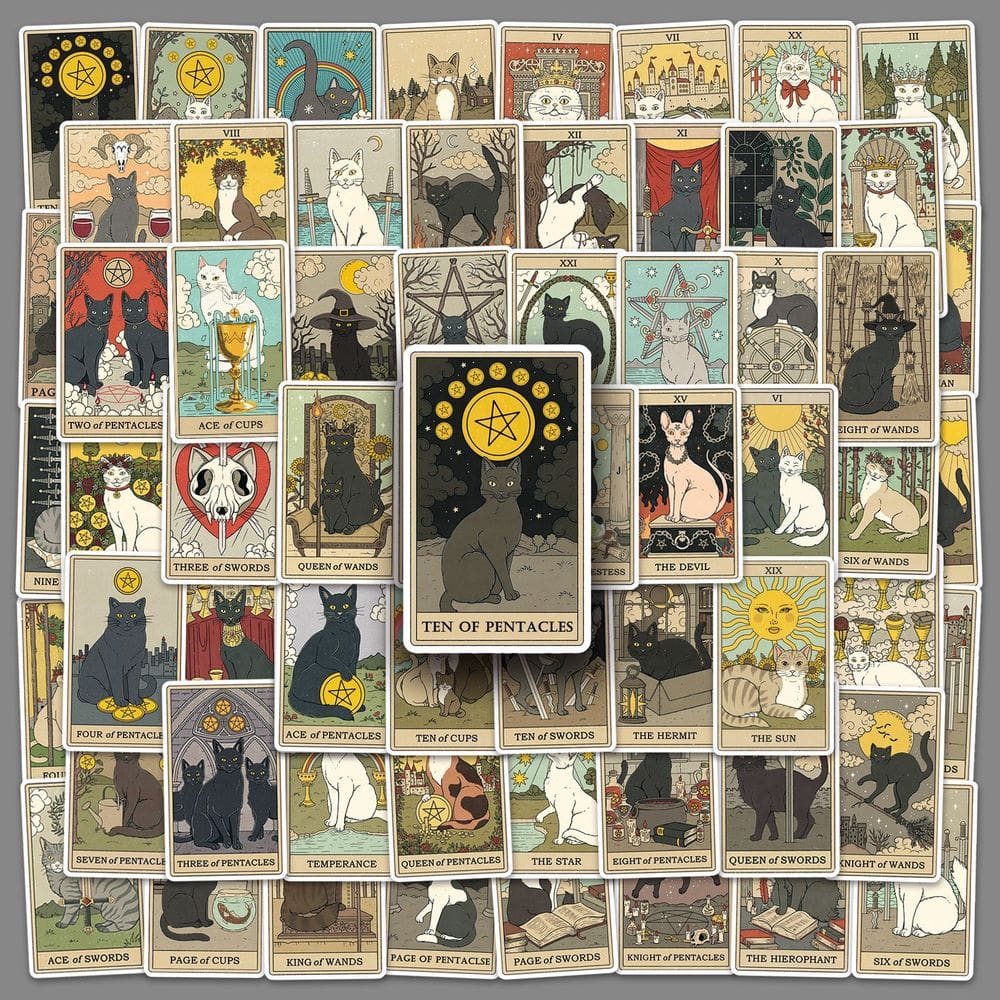 Conjunto de adesivos Mystical Tarot Theme 50 peças de vinil impermeável