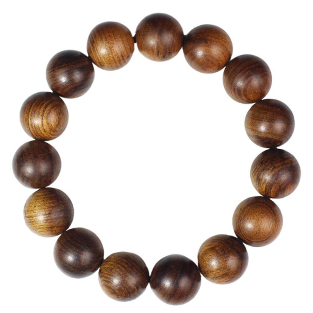 Pulseira de miçangas de madeira Padauk de 15 mm de diâmetro para homens e mulheres