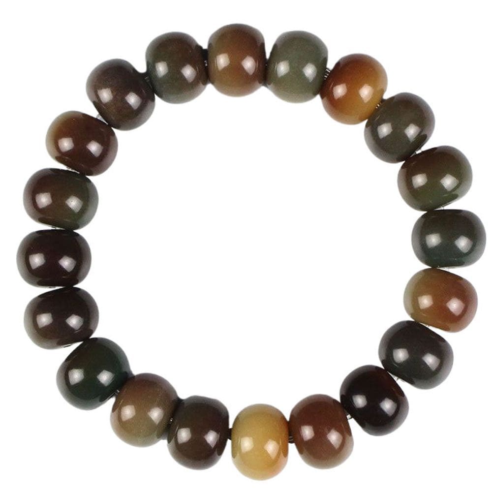 Pulseira Bodhizi Tricolor Peacock com contas de ábaco de 10 x 13 mm