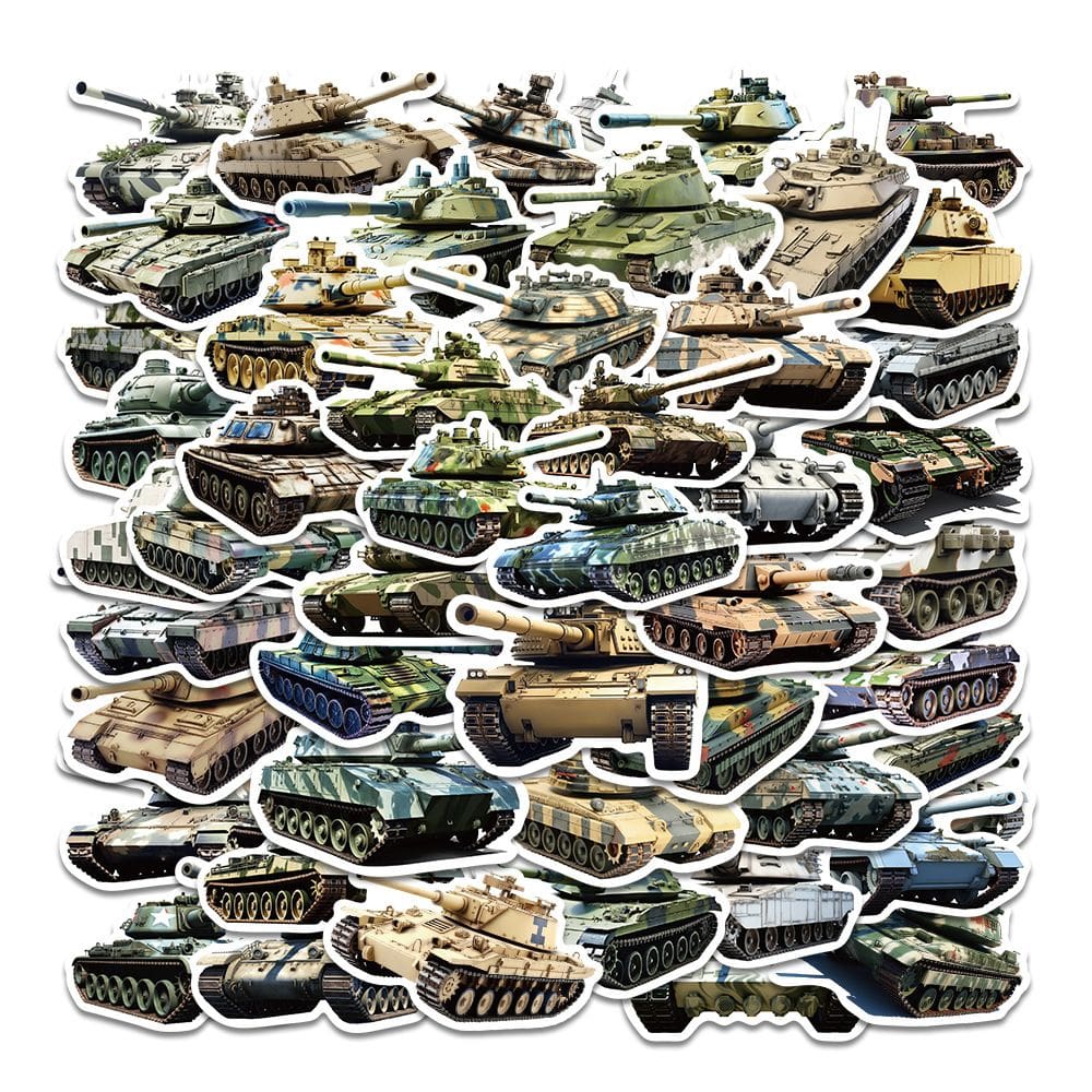Conjunto de adesivos Military Tank, 50 peças de decalques de vinil impermeáveis