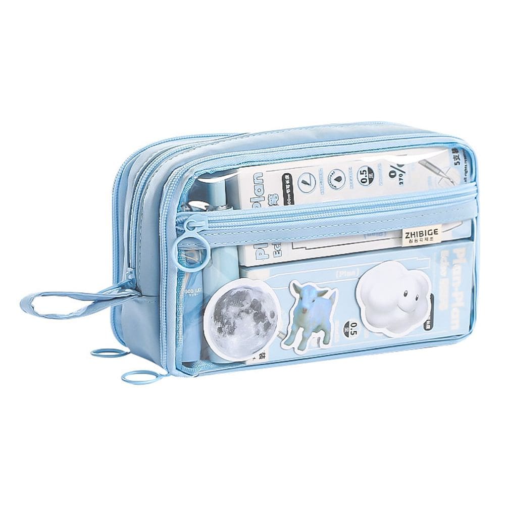 Estojo de lápis transparente de grande capacidade para meninas